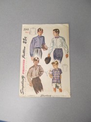 2543 SIMPLICITY 1944 SHORT - LONG SLEEVE SHIRT PATTERN SIZE 6 or 14 CHOICE